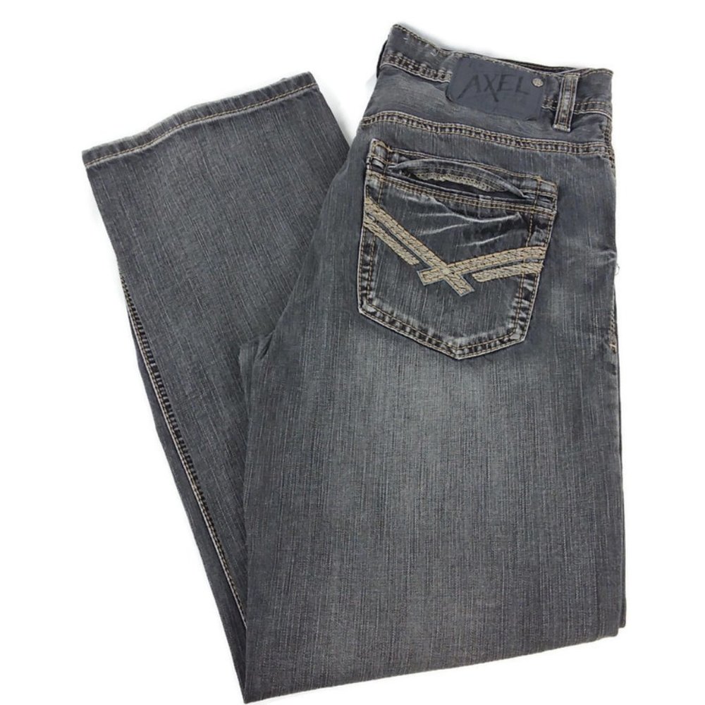 T.K. Axel Mens 100% Cotton Black Distressed Relaxed Straight Jeans Size 30x30